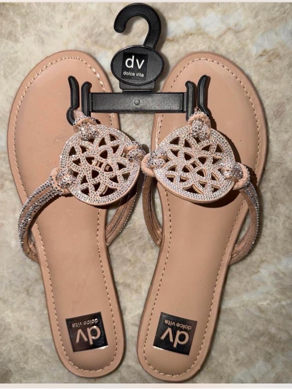 Dolce Vita Blush Pink Jeweled Thong Sandals